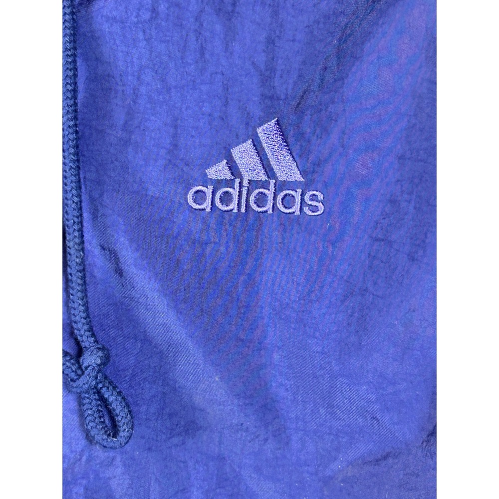 Vintage hooded‎ nylon Adidas women's  Jacket Full Zip Purple Three Stripe - Picture 3 of 14